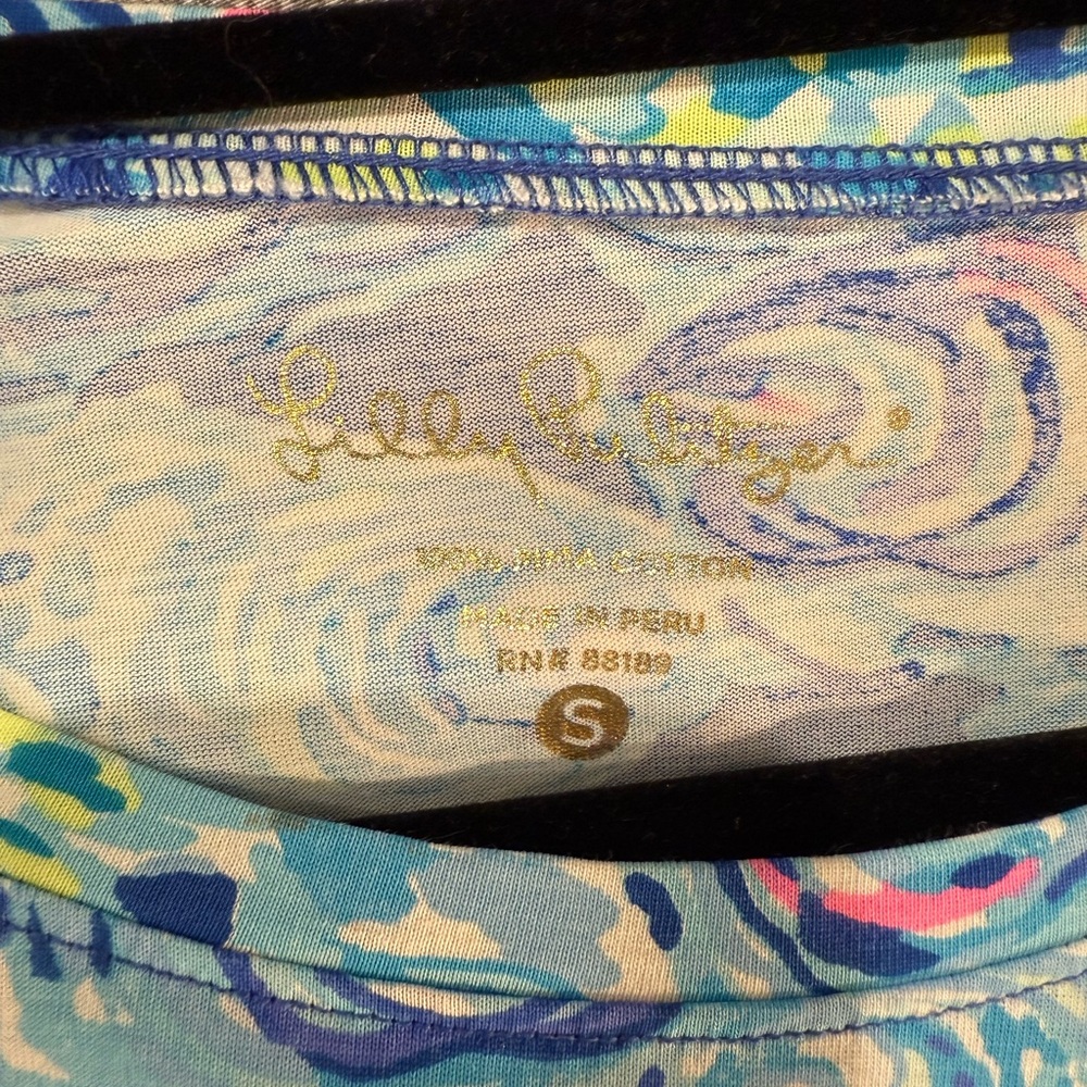 Lilly Pulitzer Preston Dress Oyster Print | 3/4 Tie Sleeve Cotton Shift | S - Picture 5 of 5